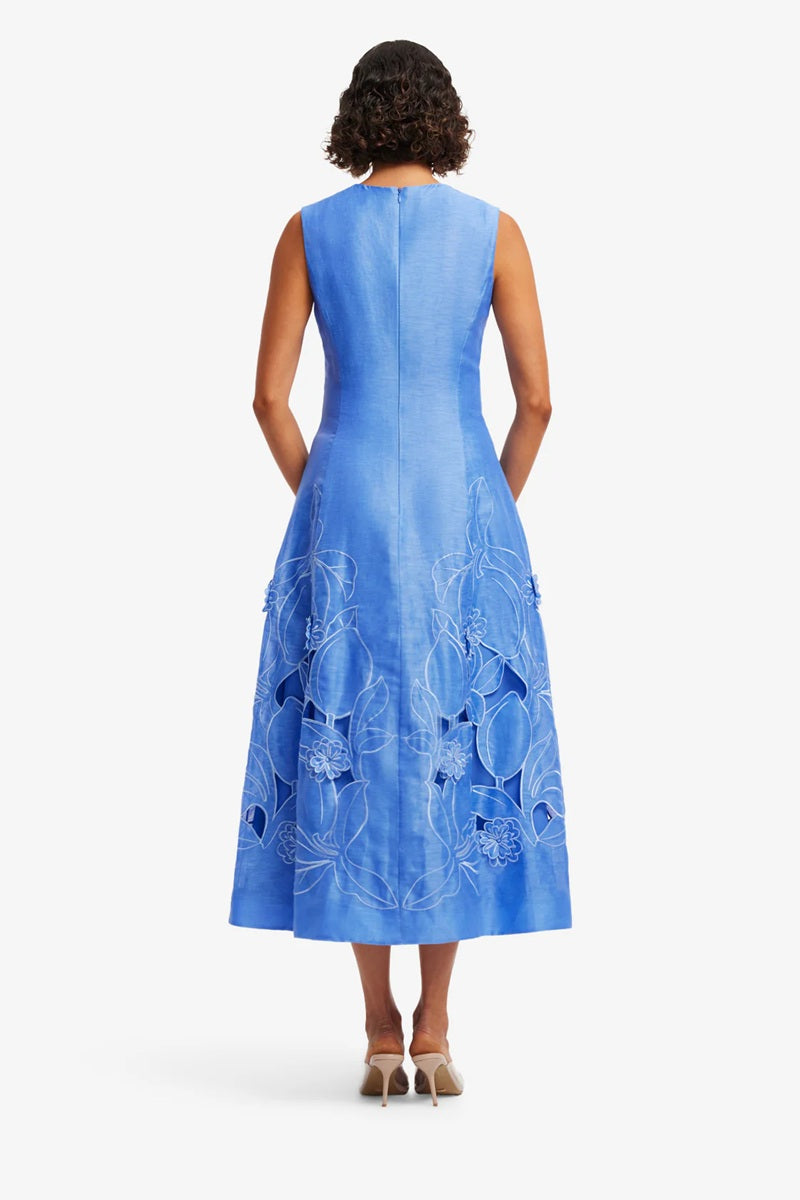 Cleo Applique Sleeveless Midi Dress | Azure
