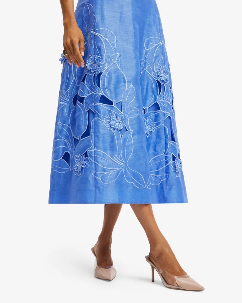 Cleo Applique Sleeveless Midi Dress | Azure