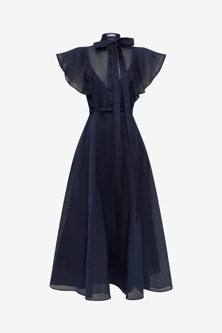 Elsie Flutter Sleeve Midi Dress | Midnight