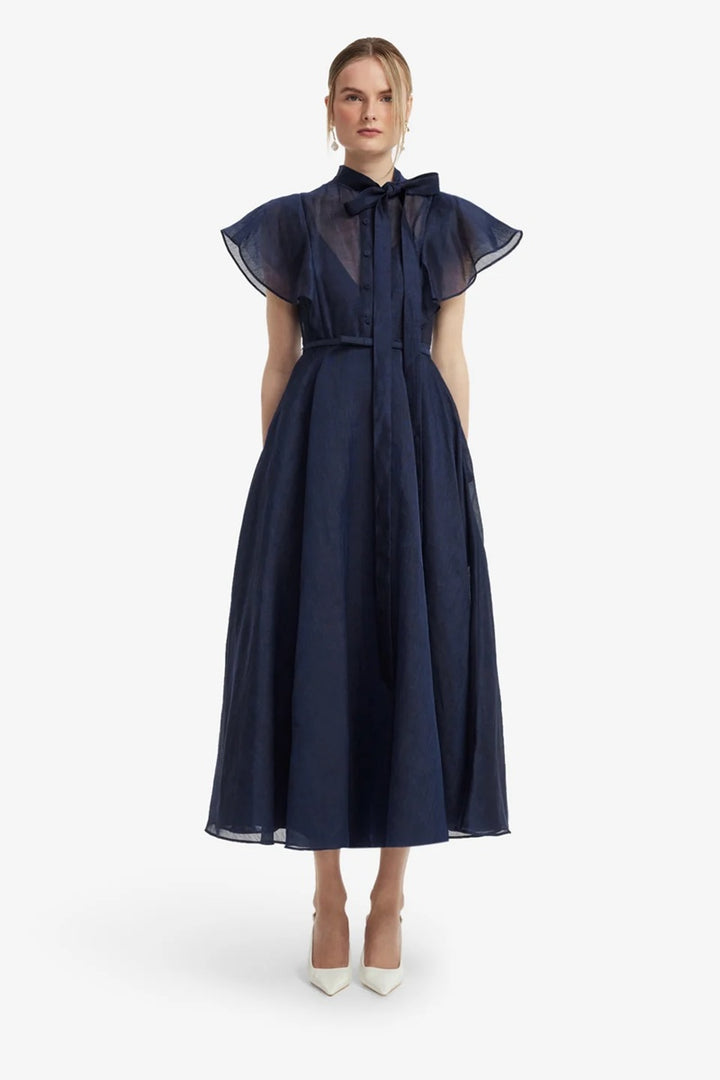 Elsie Flutter Sleeve Midi Dress | Midnight