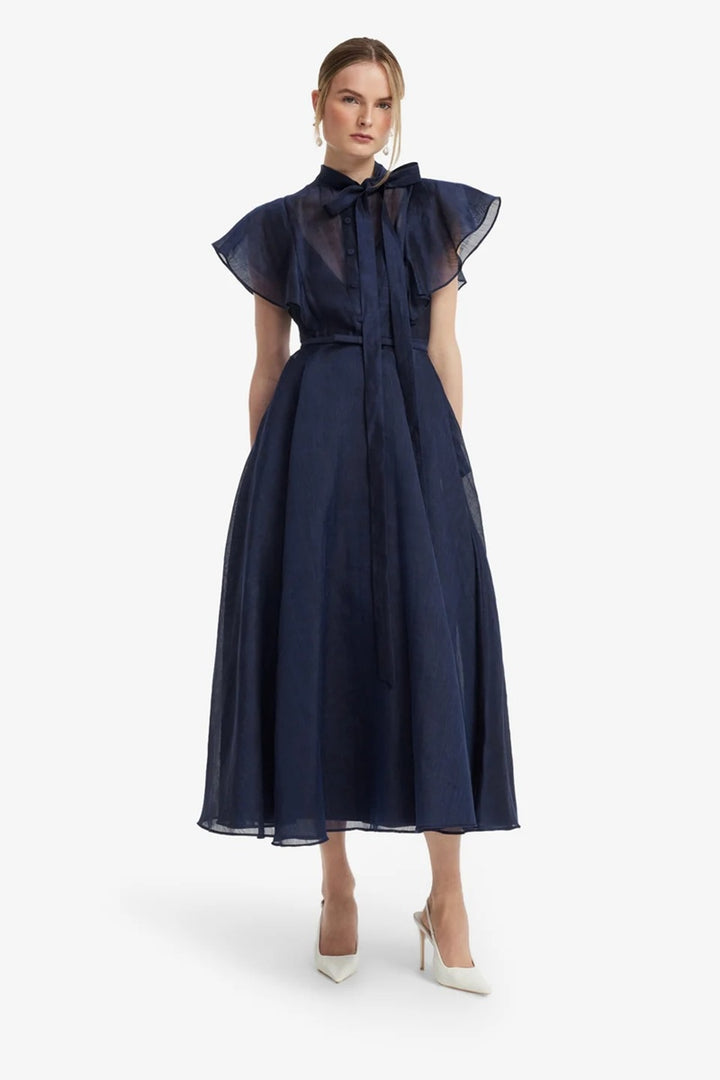 Elsie Flutter Sleeve Midi Dress | Midnight