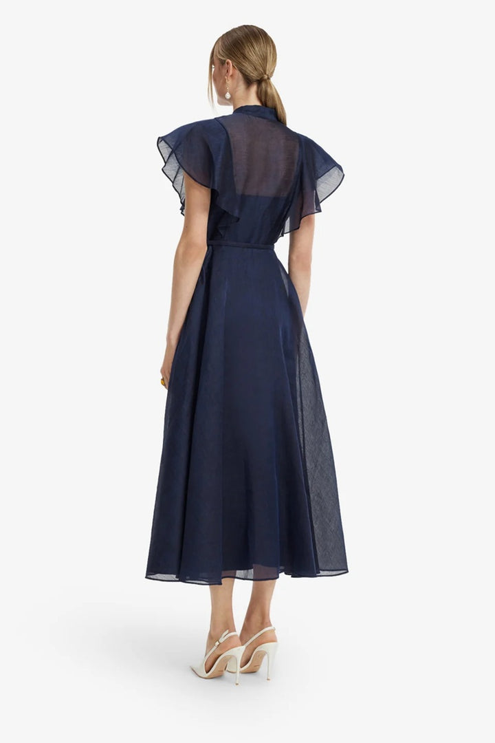 Elsie Flutter Sleeve Midi Dress | Midnight