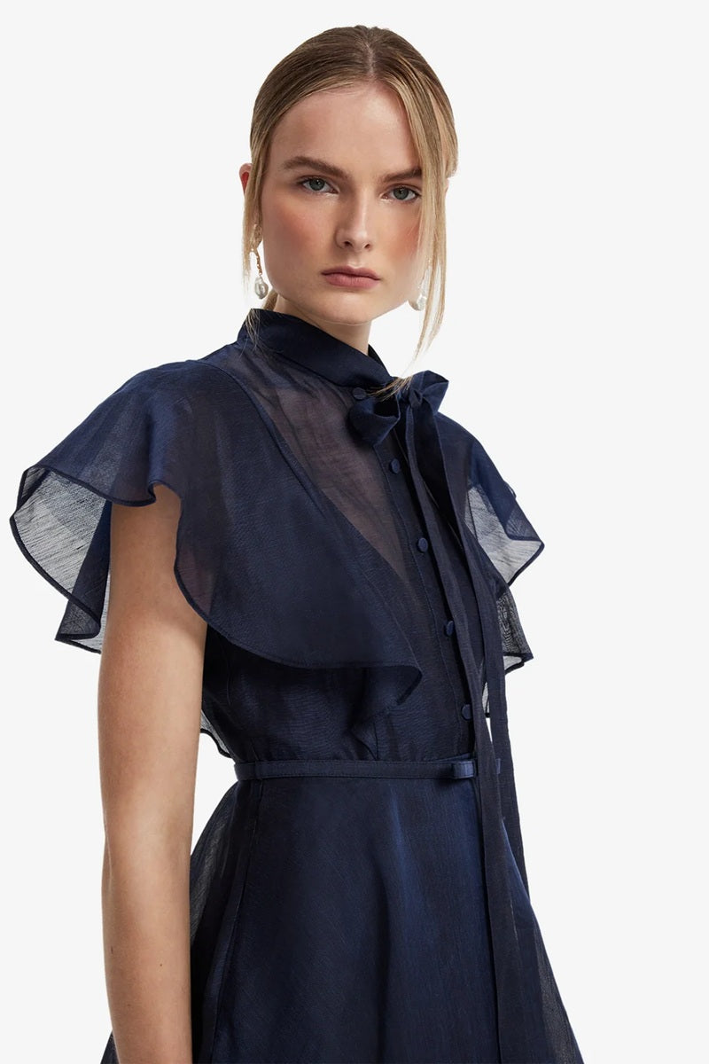 Elsie Flutter Sleeve Midi Dress | Midnight
