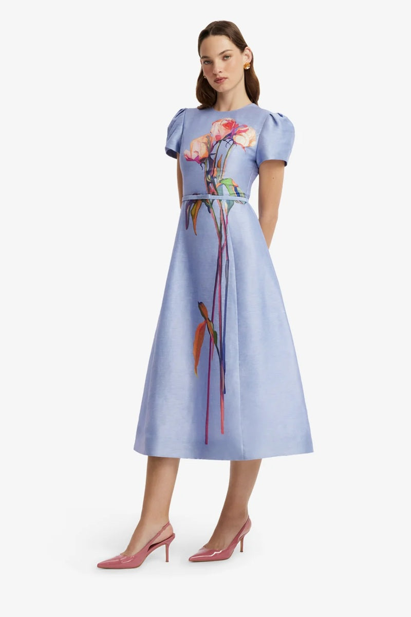 Marguerite Short Sleeve Midi Dress | Rose In Periwrinkle