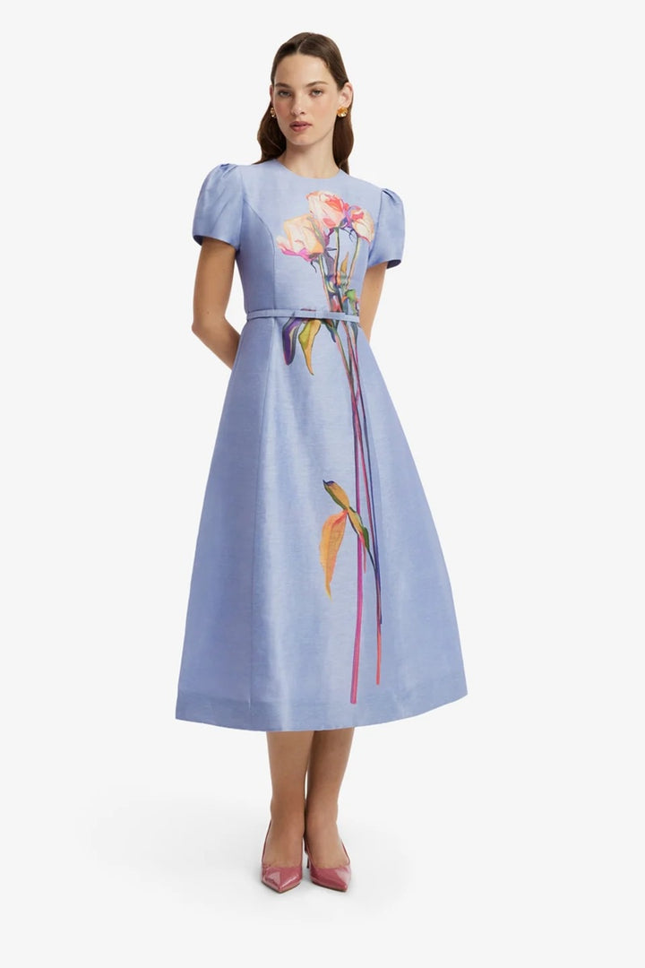 Marguerite Short Sleeve Midi Dress | Rose In Periwrinkle