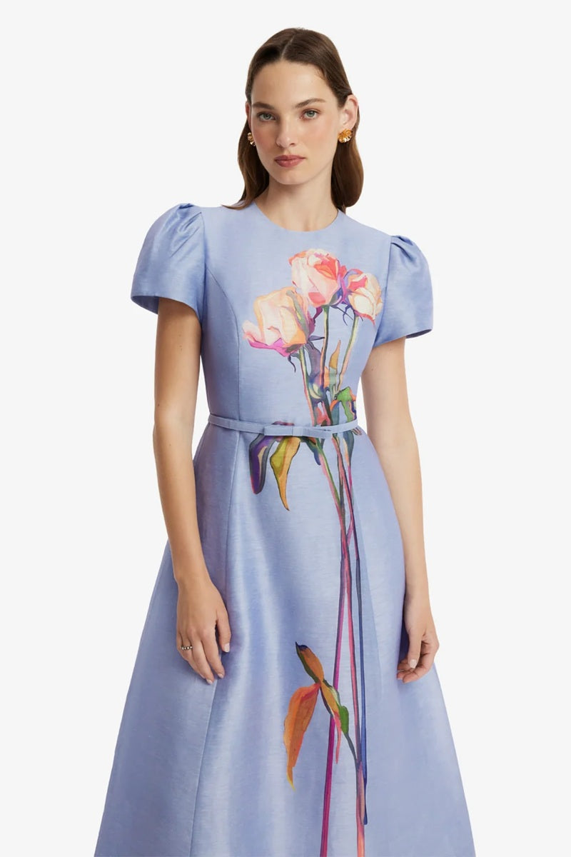 Marguerite Short Sleeve Midi Dress | Rose In Periwrinkle
