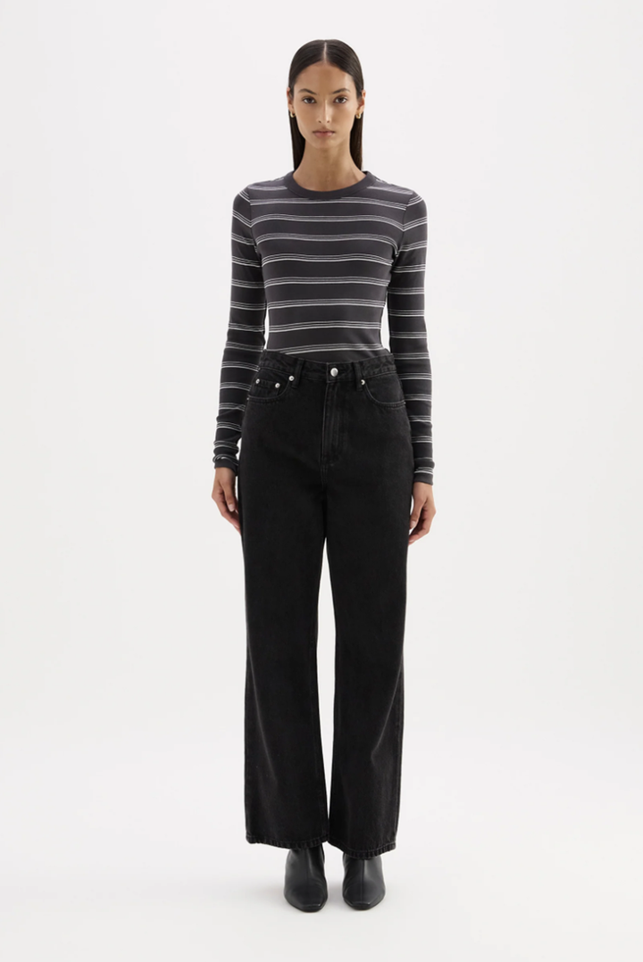 Lexi Long Sleeve Top | Coal Stripe