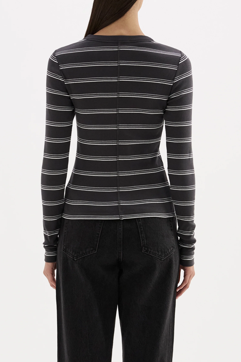 Lexi Long Sleeve Top | Coal Stripe