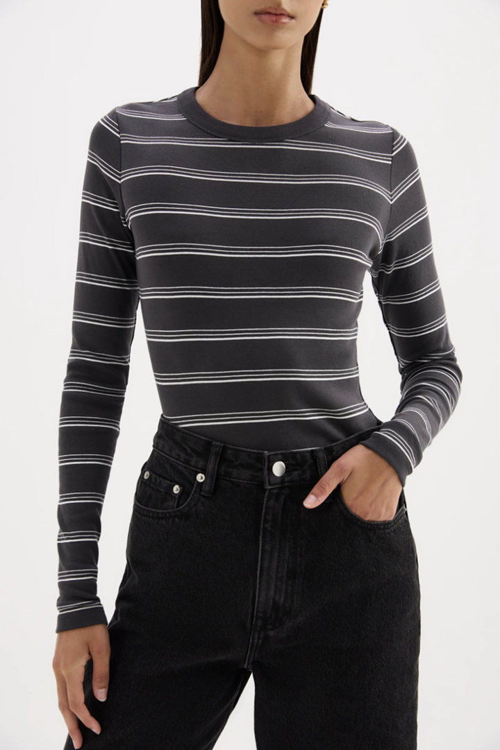 Lexi Long Sleeve Top | Coal Stripe