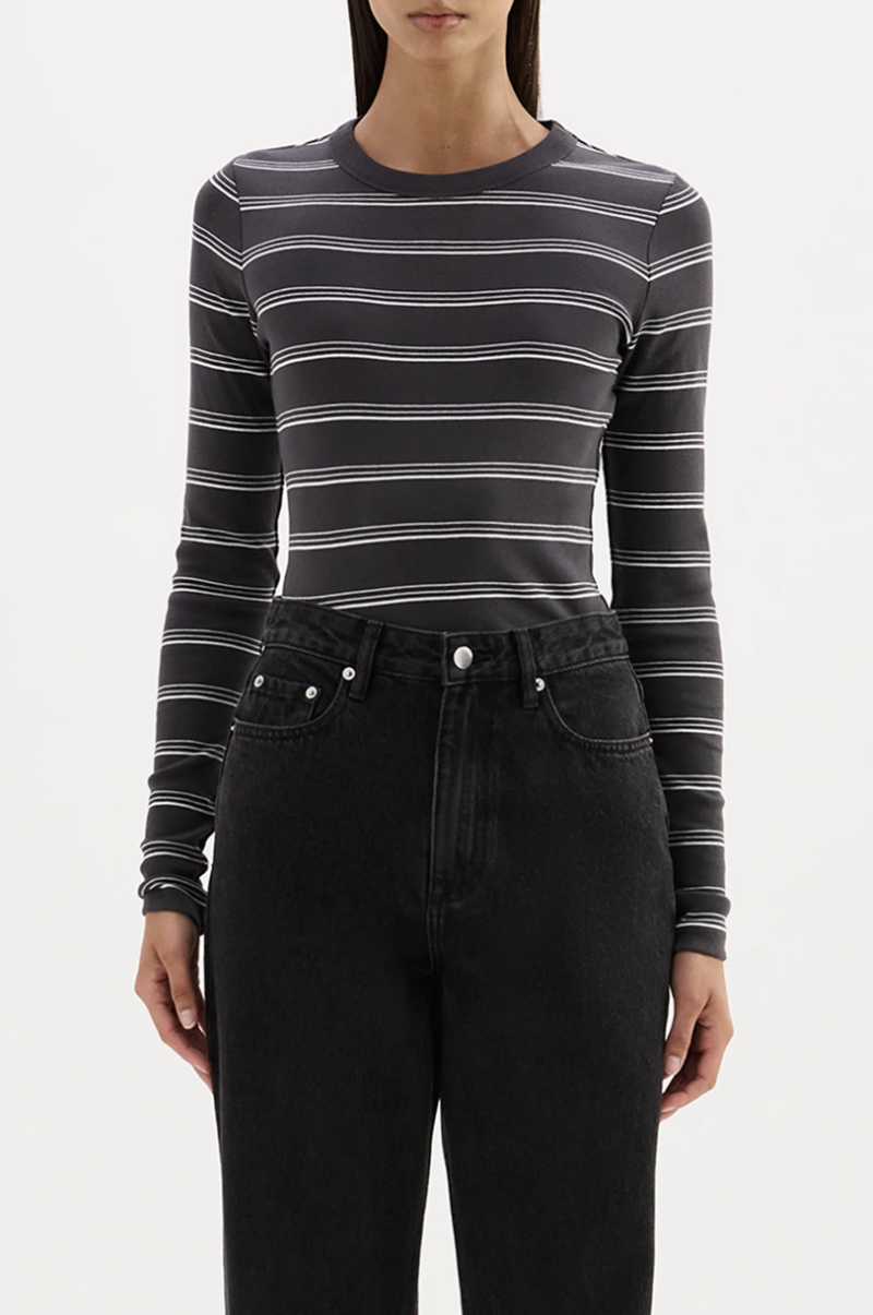 Lexi Long Sleeve Top | Coal Stripe