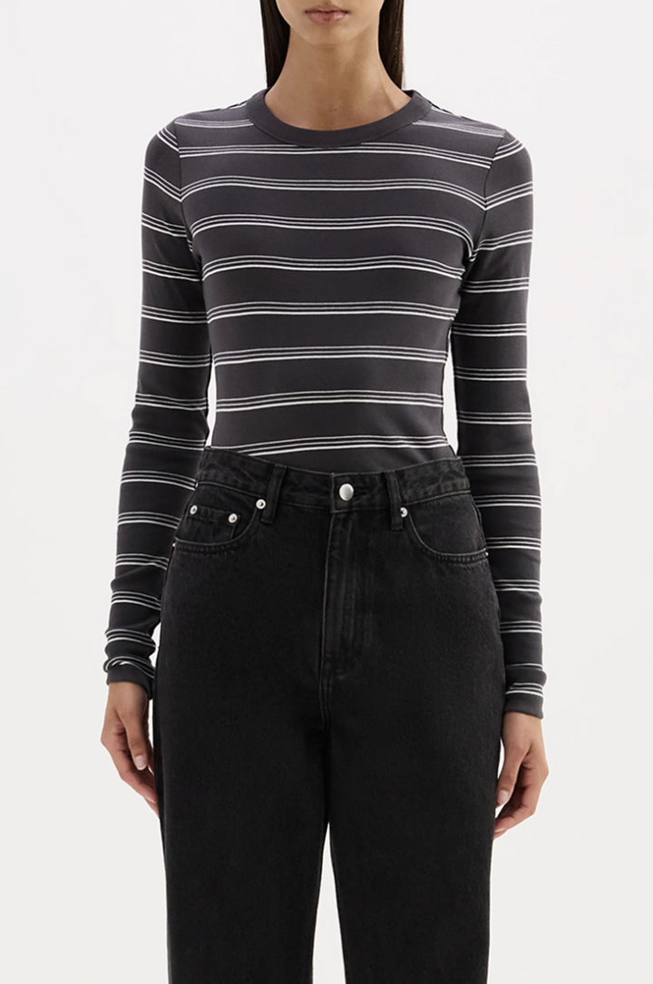 Lexi Long Sleeve Top | Coal Stripe