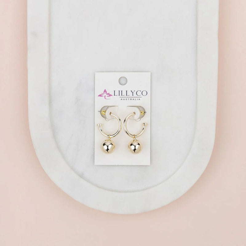 Light Gold Removable Ball Earrings