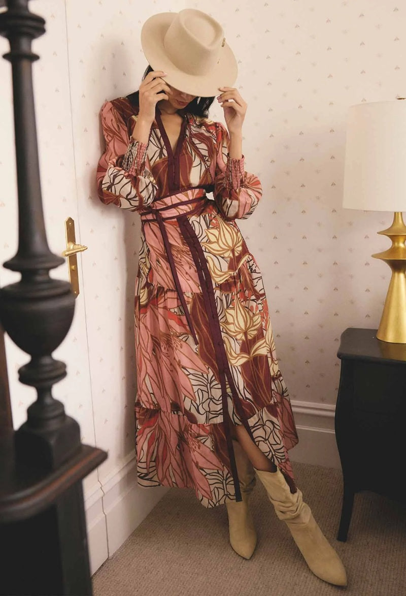 Liliana Cotton Silk Printed Maxi Dress | Cathedral Botanic