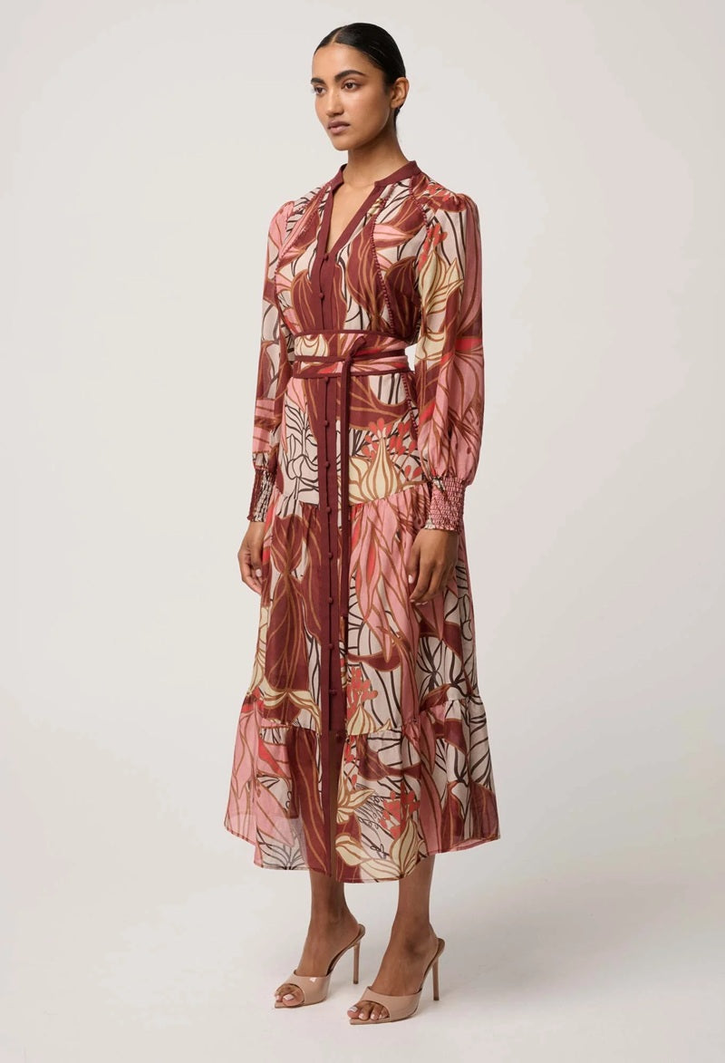 Liliana Cotton Silk Printed Maxi Dress | Cathedral Botanic