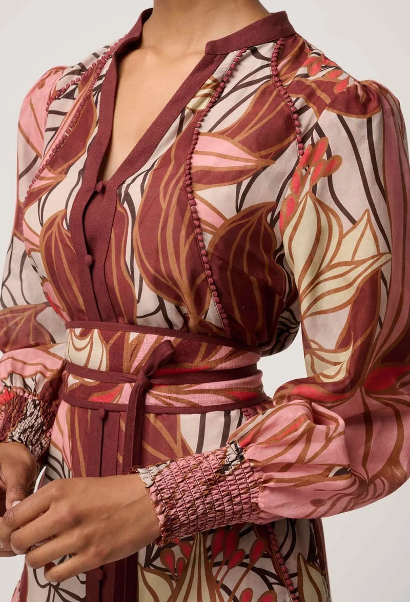 Liliana Cotton Silk Printed Maxi Dress | Cathedral Botanic