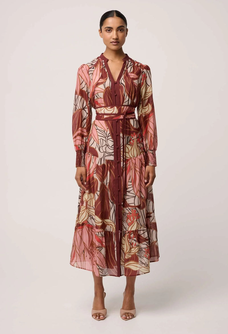 Liliana Cotton Silk Printed Maxi Dress | Cathedral Botanic