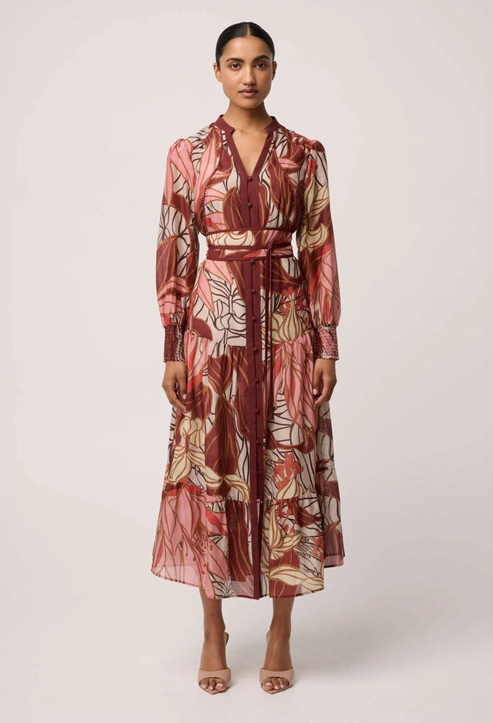 Liliana Cotton Silk Printed Maxi Dress | Cathedral Botanic