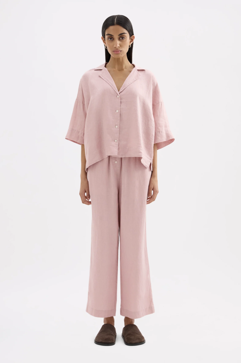 Lounge Linen Crop Pant | Blush