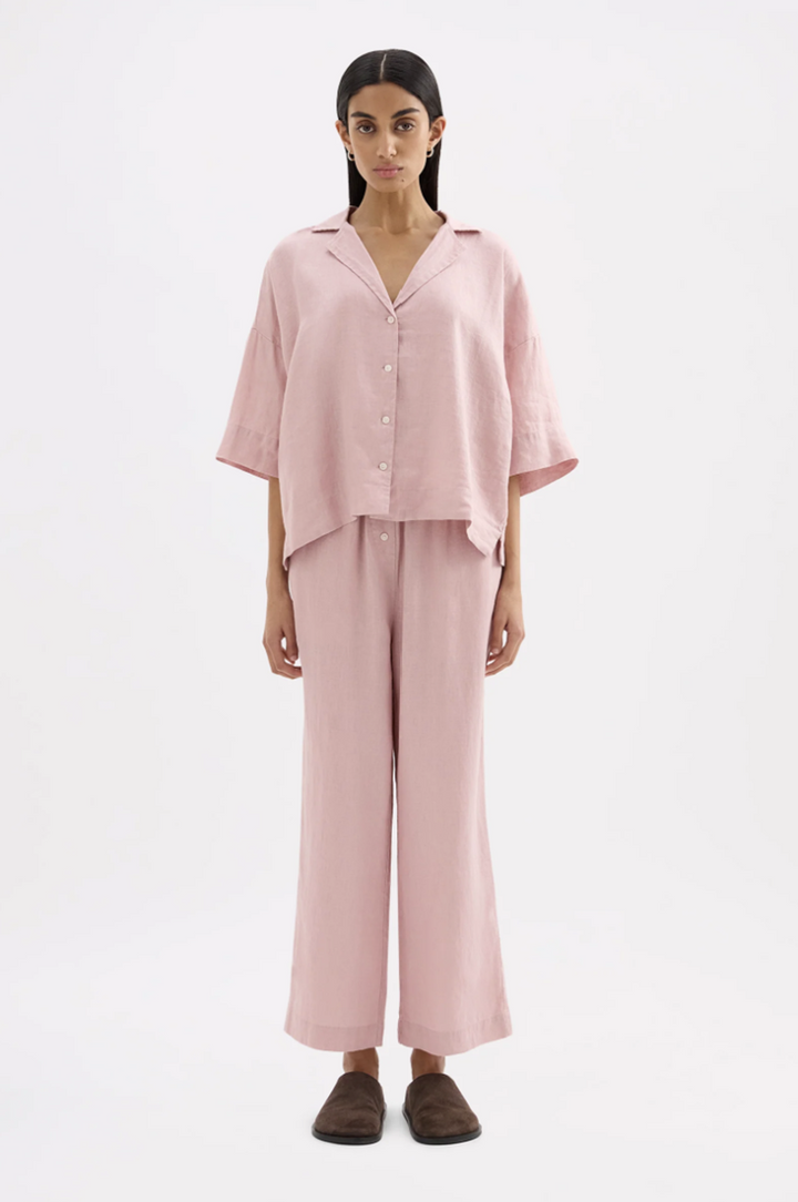 Lounge Linen Crop Pant | Blush