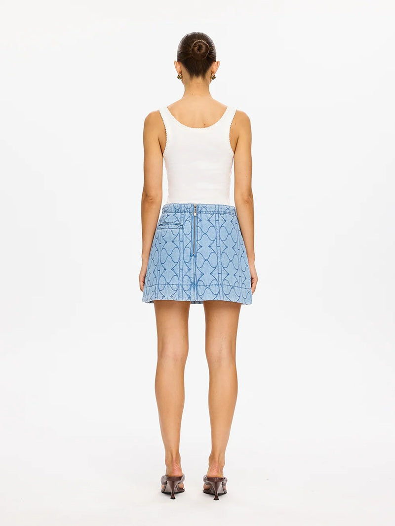 Joey Denim Mini Skirt | Pale Stone