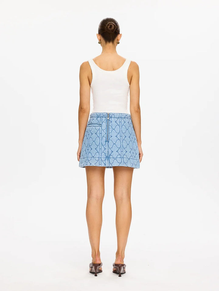 Joey Denim Mini Skirt | Pale Stone