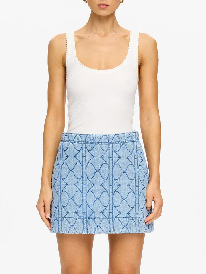 Joey Denim Mini Skirt | Pale Stone