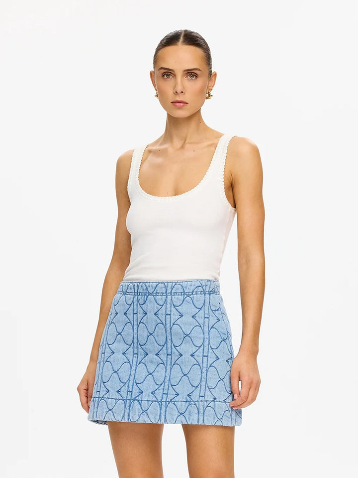 Joey Denim Mini Skirt | Pale Stone
