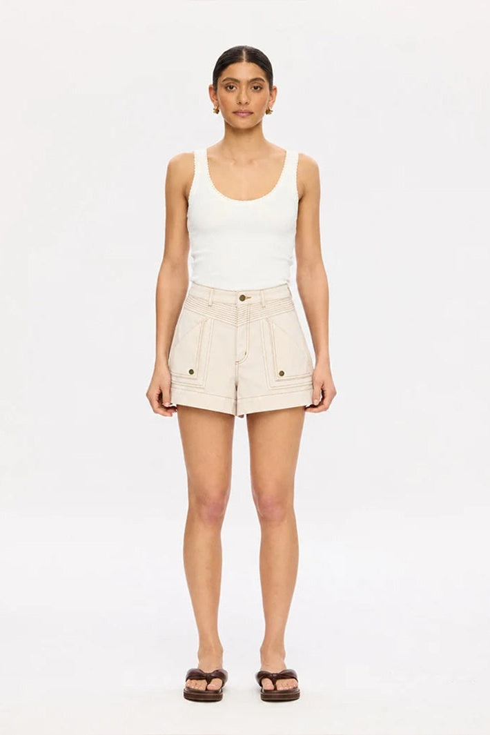 Celene Denim Short | Cream