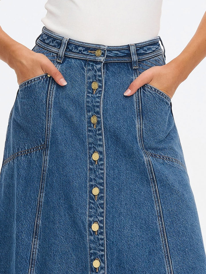 Rita Denim Midi Skirt | Drift Blue