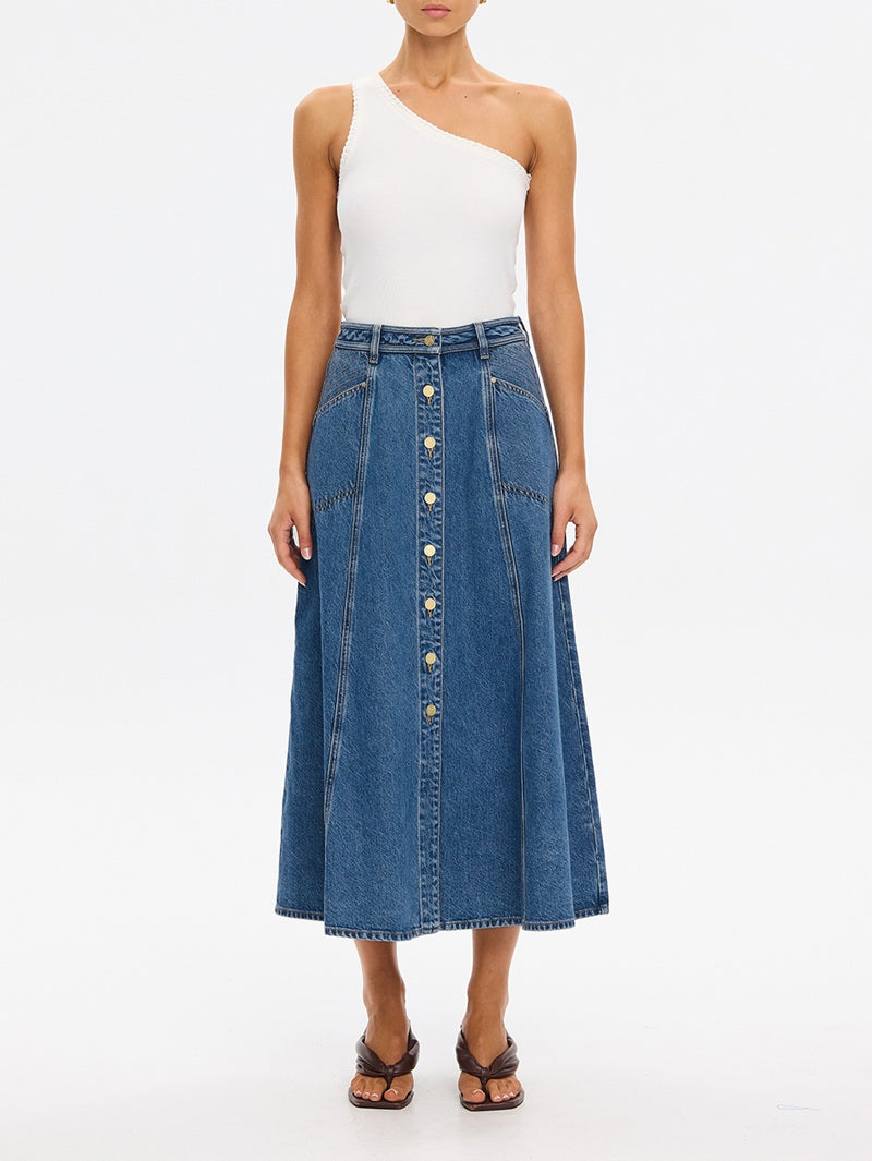 Rita Denim Midi Skirt | Drift Blue