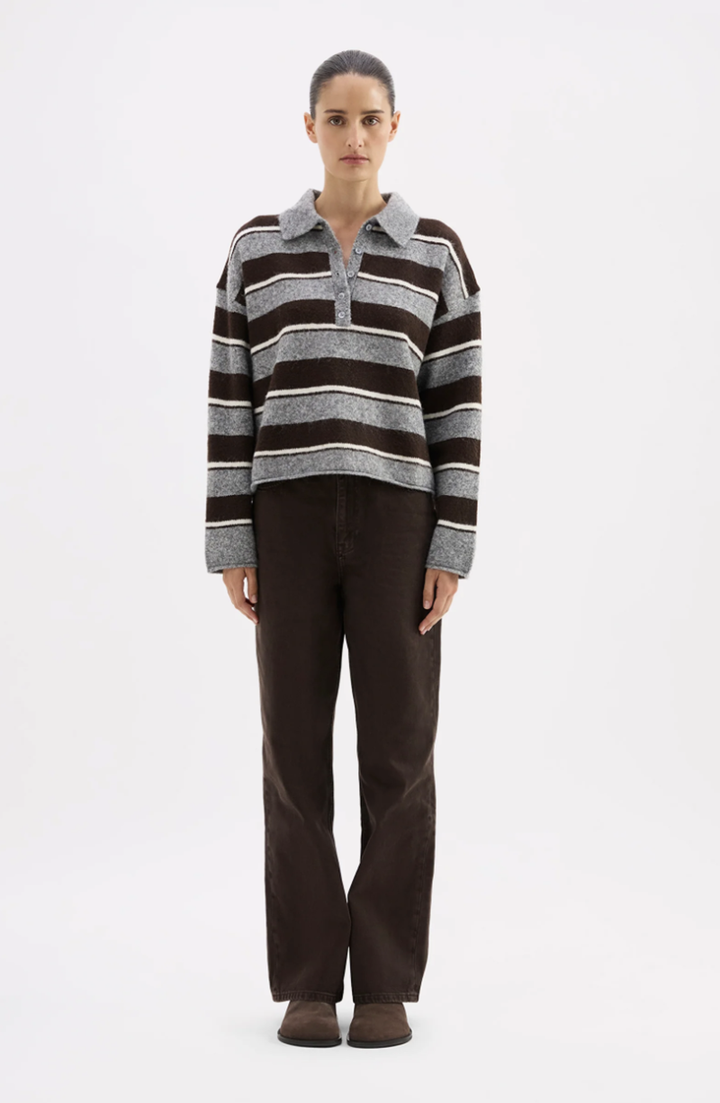 Maia Rugby Knit | Charcoal Stripe
