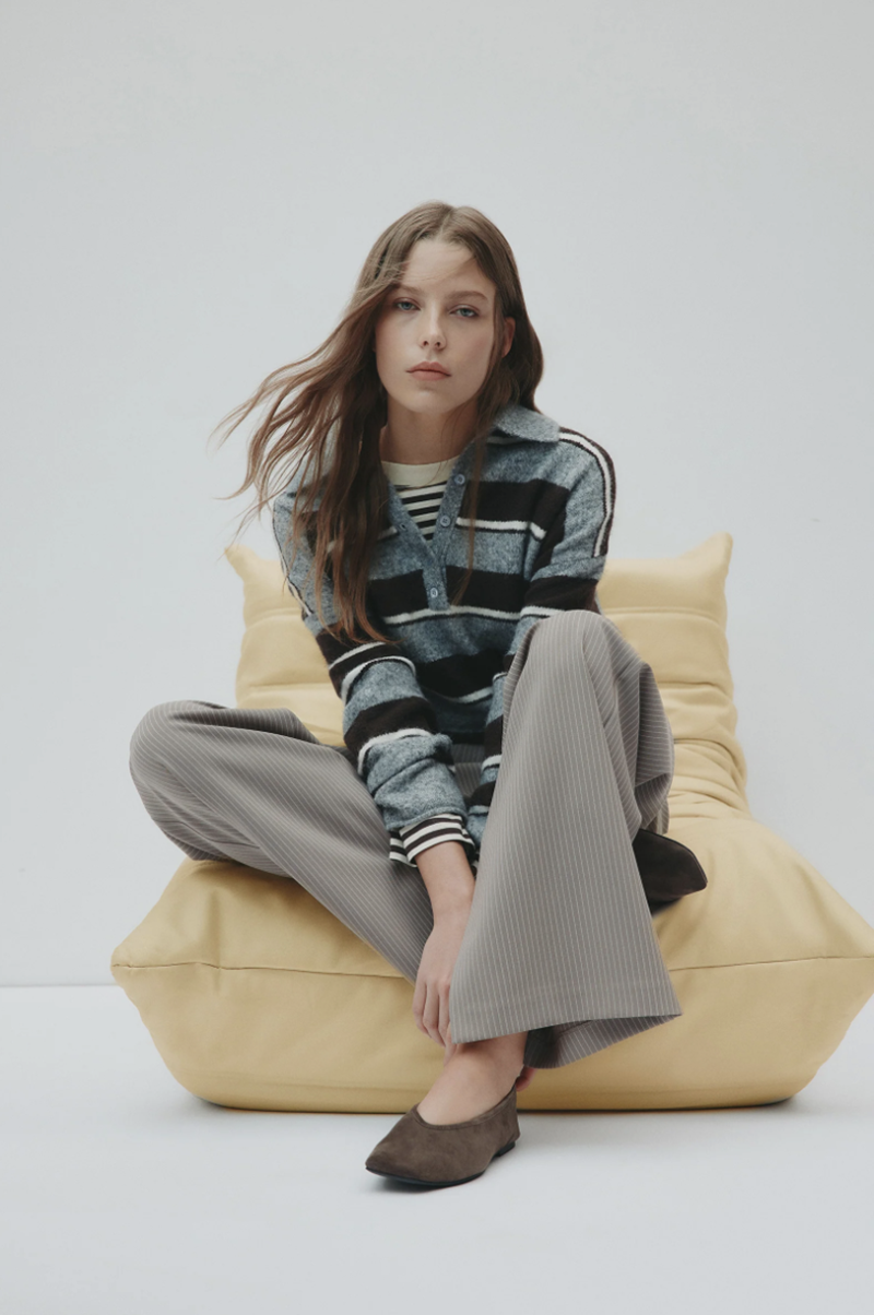 Maia Rugby Knit | Charcoal Stripe
