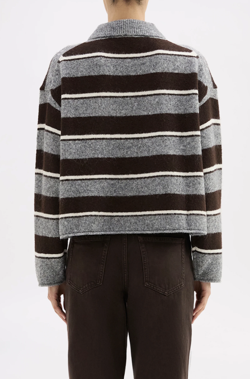 Maia Rugby Knit | Charcoal Stripe