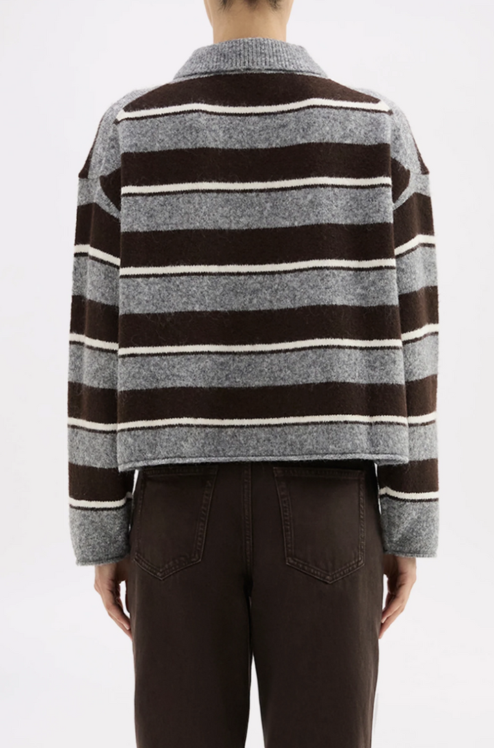 Maia Rugby Knit | Charcoal Stripe