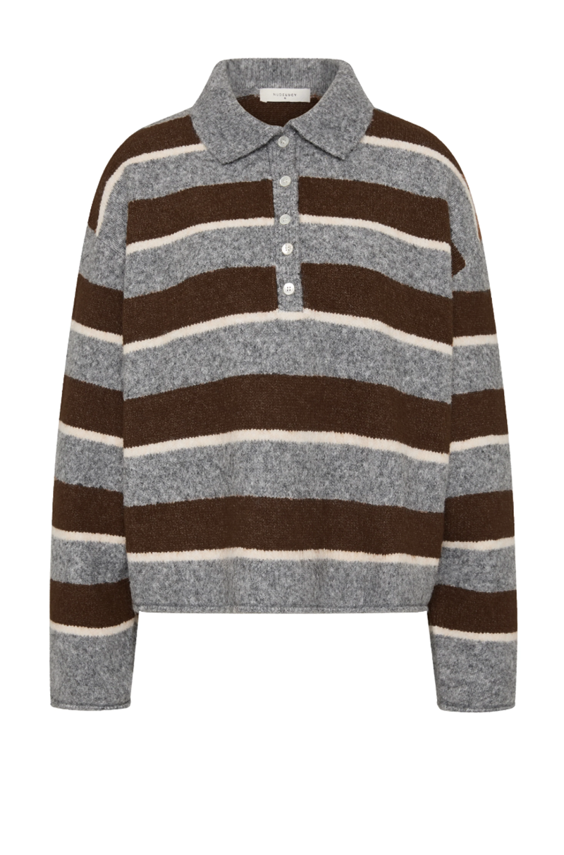 Maia Rugby Knit | Charcoal Stripe