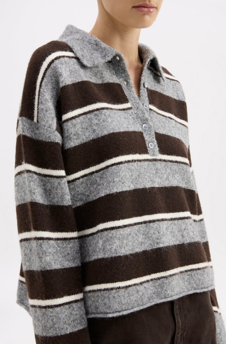 Maia Rugby Knit | Charcoal Stripe