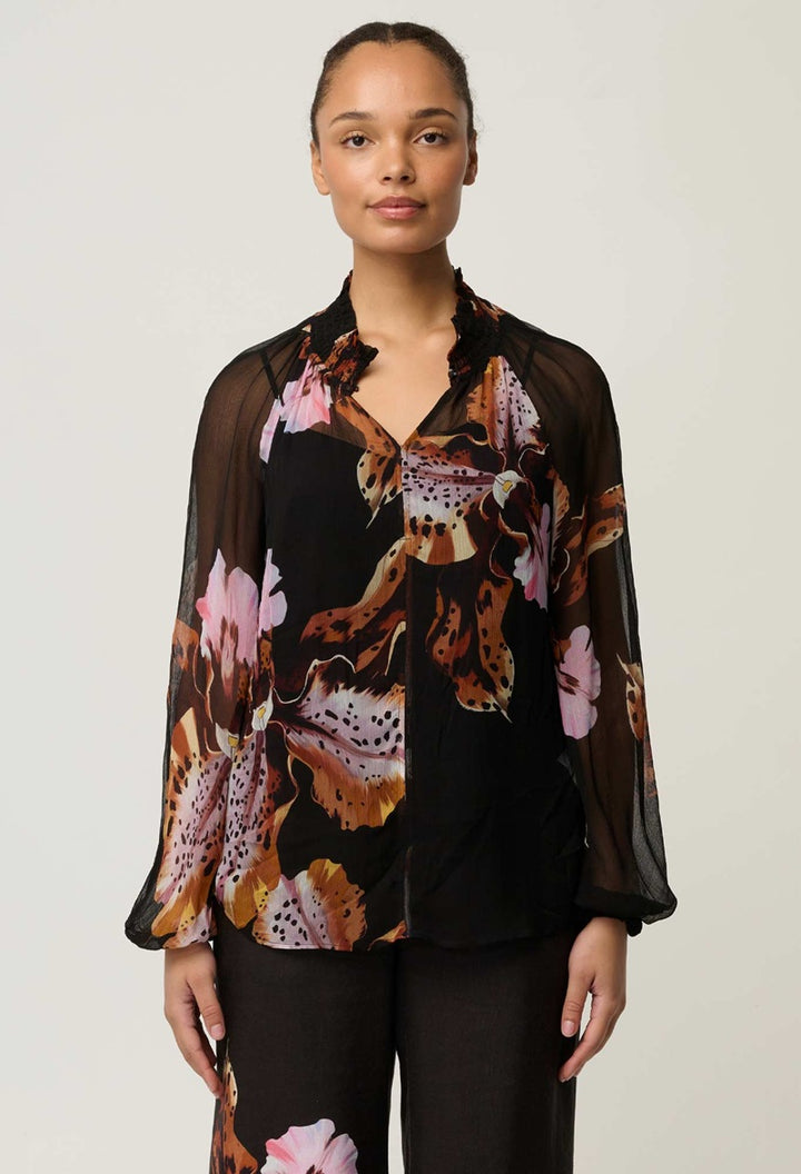 Maris Sheer Viscose Chiffon Blouse | Sunset Orchid