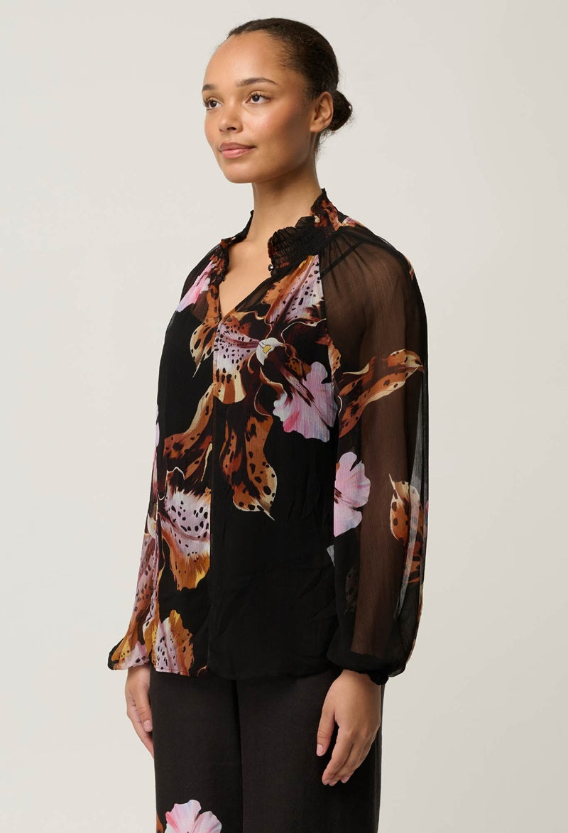 Maris Sheer Viscose Chiffon Blouse | Sunset Orchid