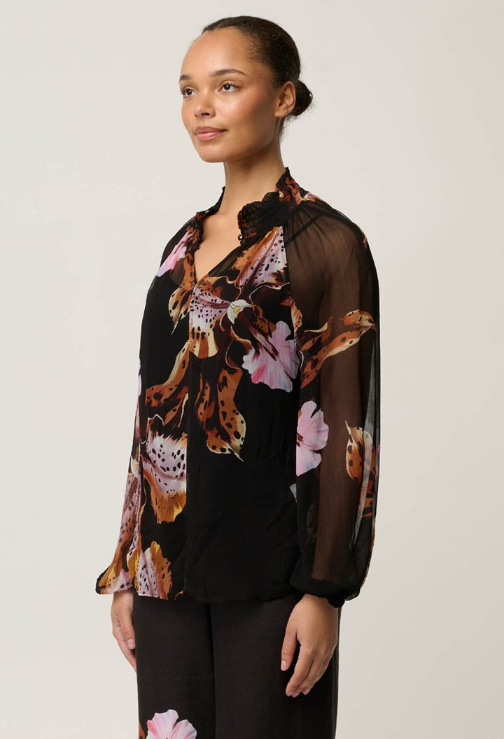 Maris Sheer Viscose Chiffon Blouse | Sunset Orchid