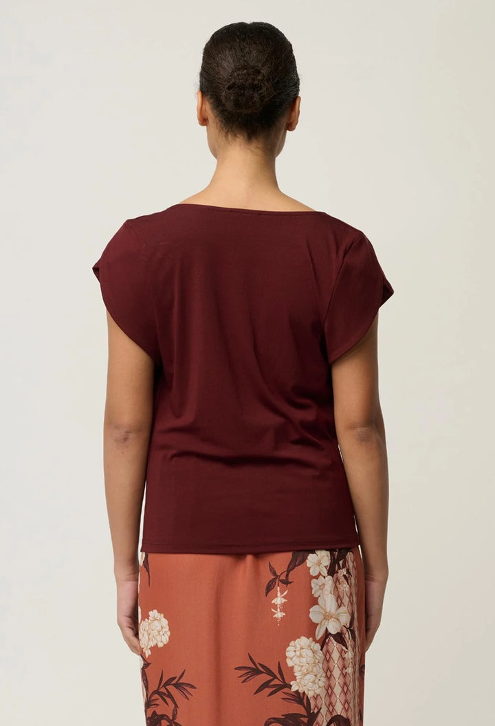 Marisol Cowl Neck Cap Sleeve Top | Rosewood