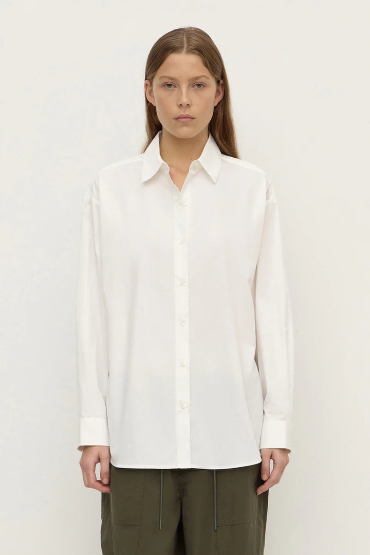 Micha Poplin Long Sleeve Shirt | White