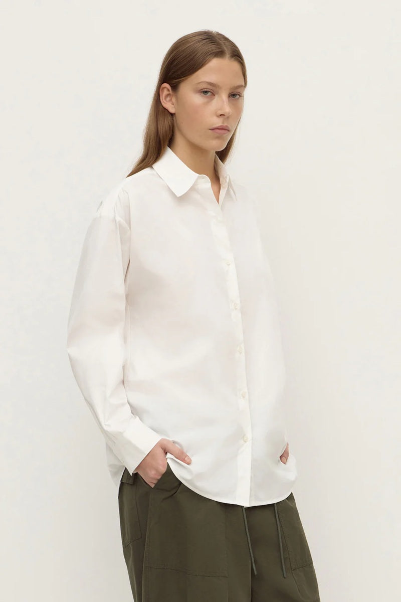 Micha Poplin Long Sleeve Shirt | White