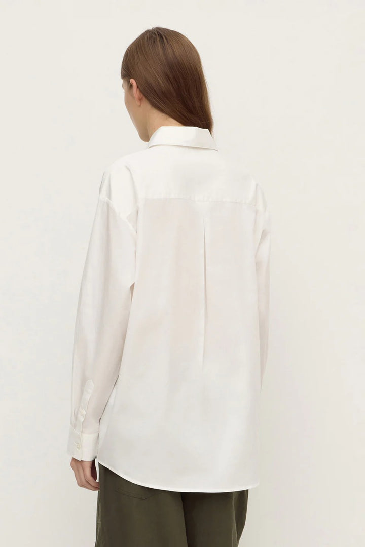 Micha Poplin Long Sleeve Shirt | White