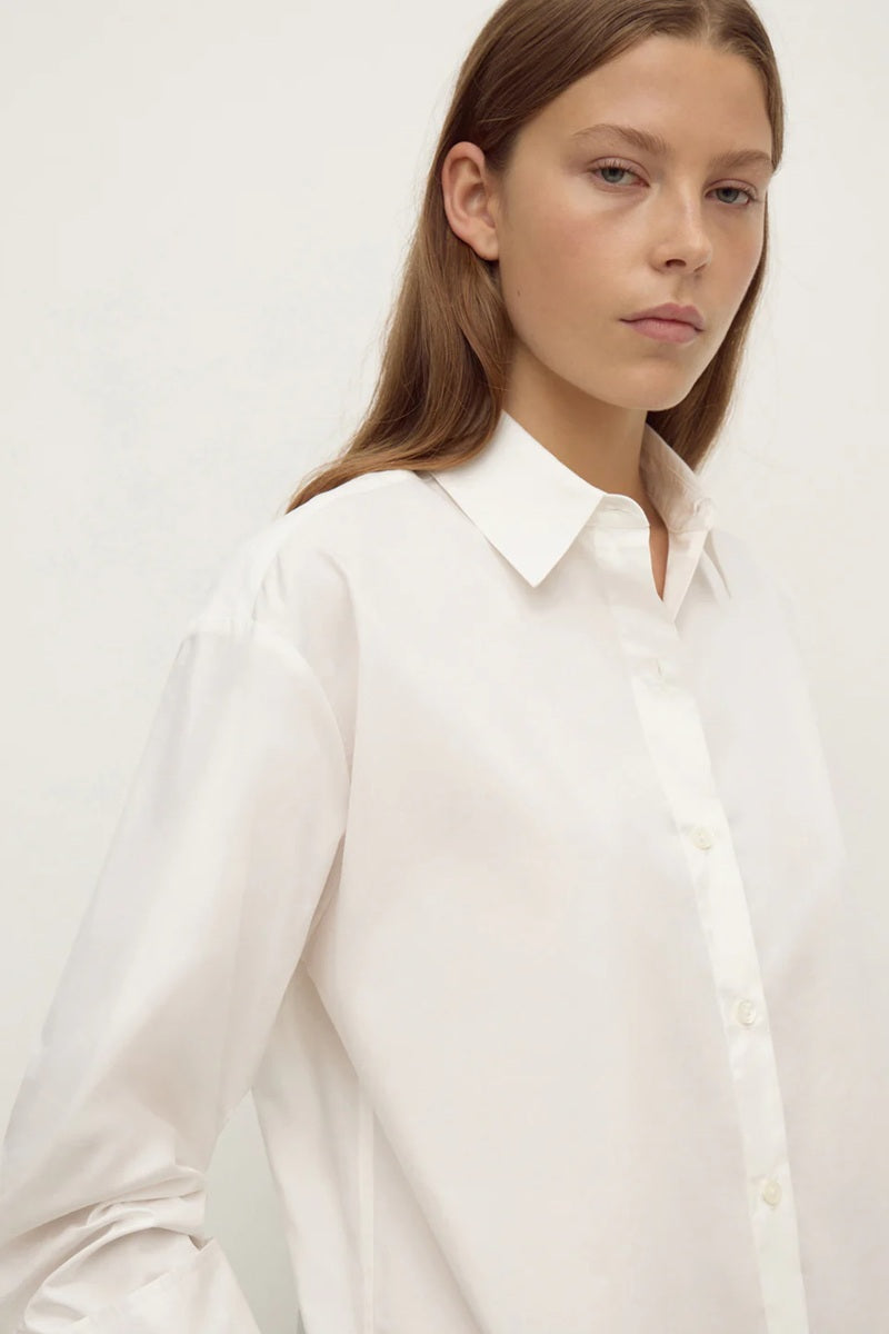 Micha Poplin Long Sleeve Shirt | White