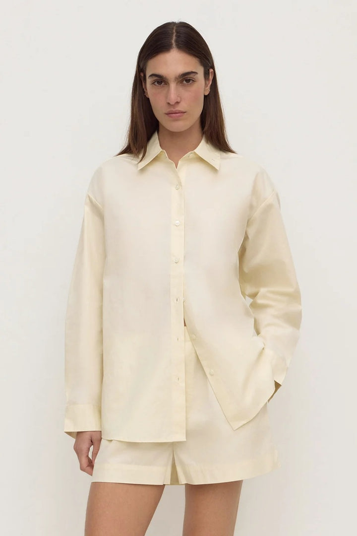 Micha Poplin Long Sleeve Shirt | Vanilla