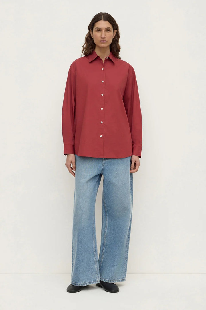 Micha Poplin Long Sleeve Shirt | Raisin