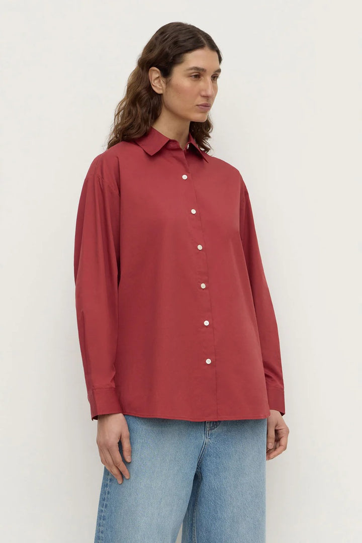 Micha Poplin Long Sleeve Shirt | Raisin