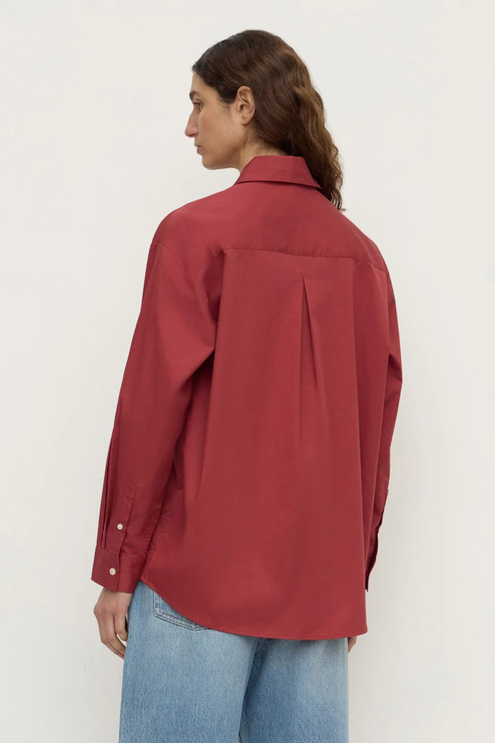 Micha Poplin Long Sleeve Shirt | Raisin