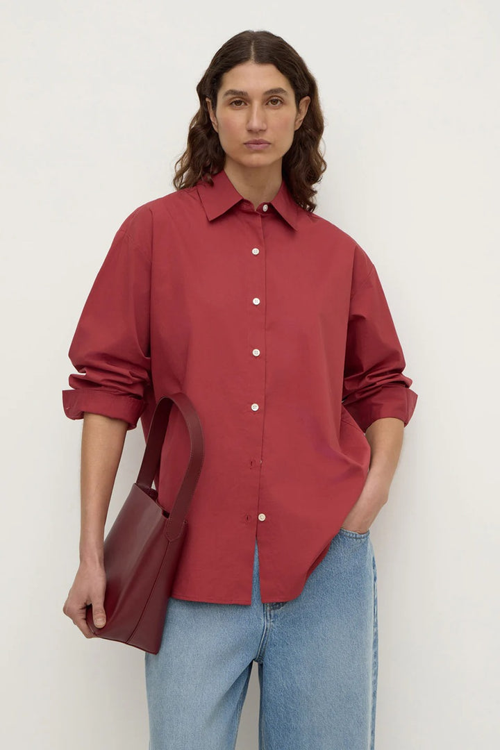 Micha Poplin Long Sleeve Shirt | Raisin