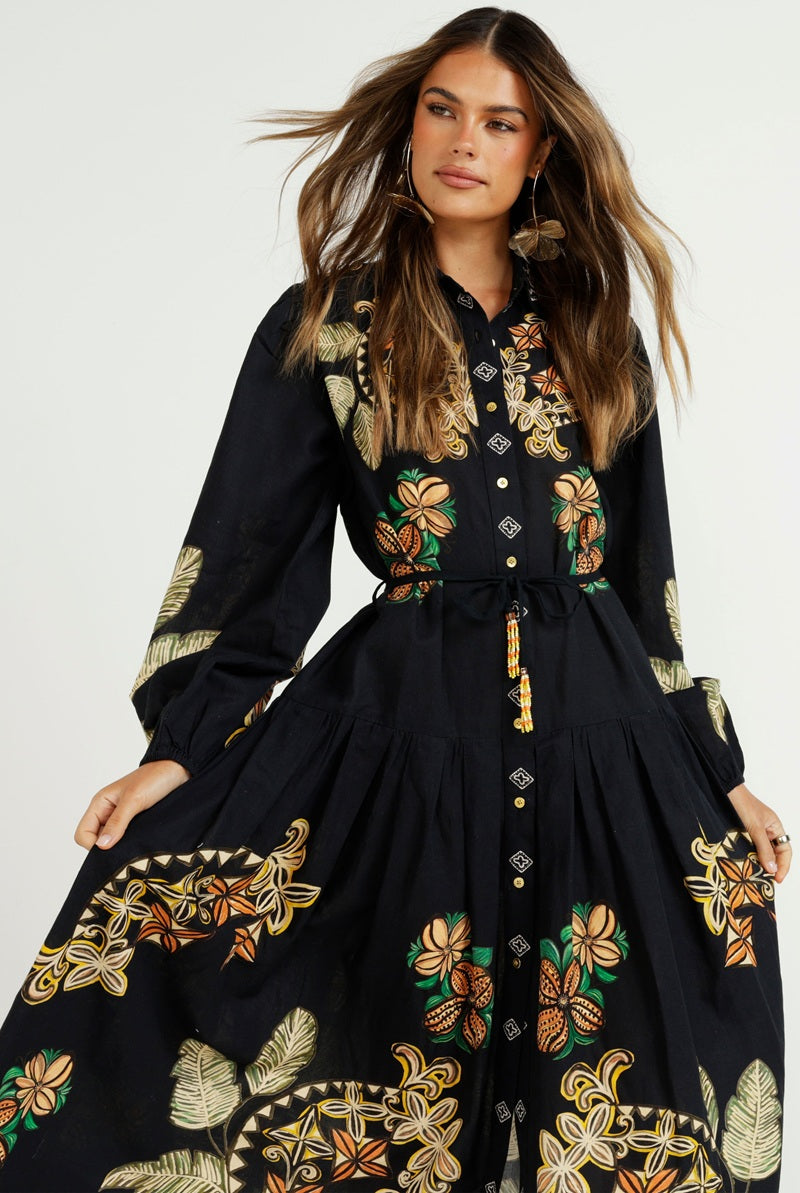 The Midnight Tropics Shirt Dress